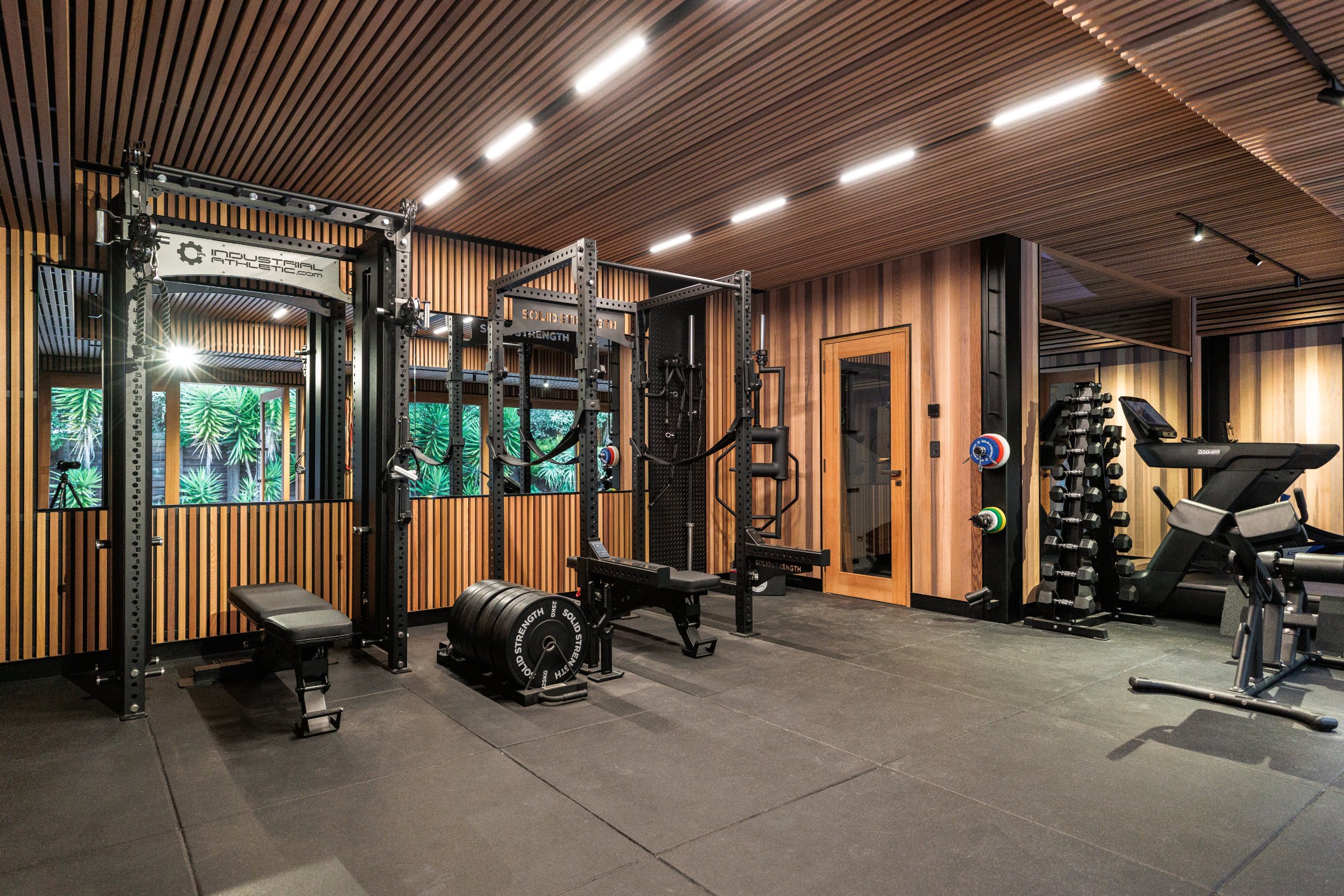 Gym racks and treadmill