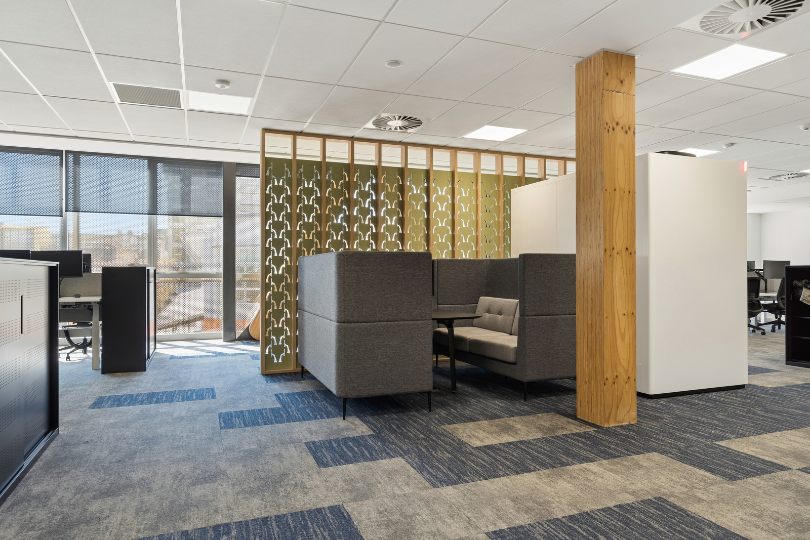 Meeting room with acoustic panel wall