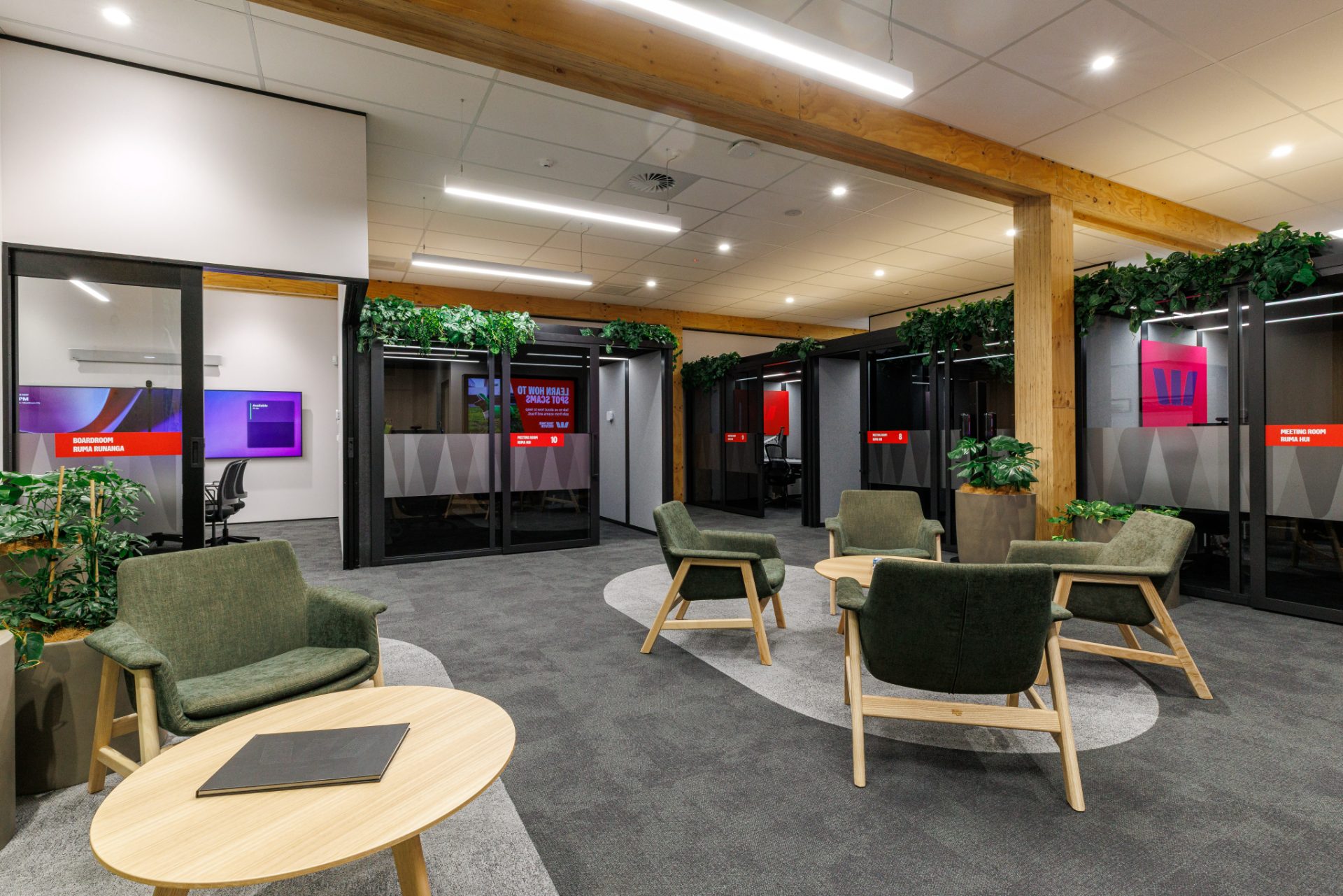 Reception desk and digital display